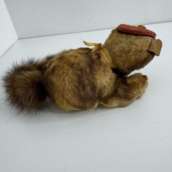 Vtg 1950s - 60s Stuffed Plush Mohair Raccoon Hand Sewn Ringed Tail Tanuki Japan - Picture 4 of 16